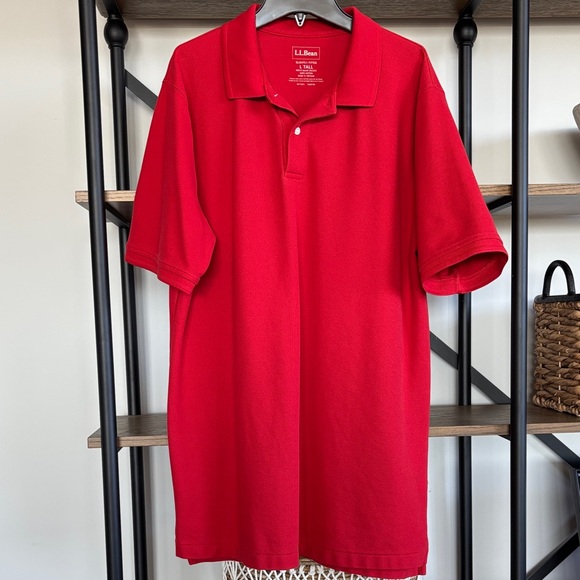 L.L. Bean Other - L.L. Bean Men's Bright Red Short Sleeve Polo L Tall